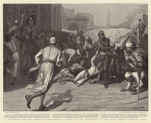 Une Bousculade pour le Baksheesh du Khédive, une scène à la Procession du Saint Tapis à travers Le Caire