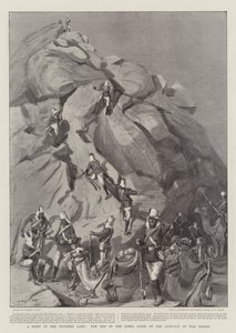 Vue de la Terre Promise, les hommes du corps de chameaux en observation à Wad Hamed - Sydney Prior Hall