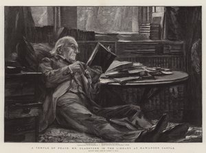 Un Temple de la Paix, M. Gladstone dans la Bibliothèque du Château de Hawarden - Sydney Prior Hall