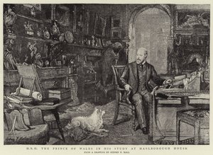 S.A.R. le Prince de Galles dans son bureau à Marlborough House