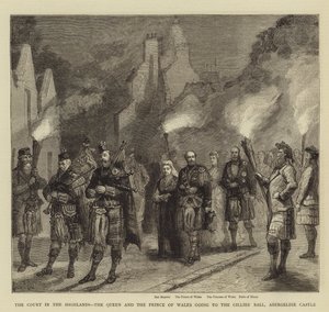 La Cour dans les Highlands, la Reine et le Prince de Galles se rendant au bal des Gillies, Château d