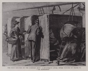 Les abris de pont sur le bateau de Guernesey, un ange bienveillant offre des grappes de raisin aux misérables - Sydney Prior Hall