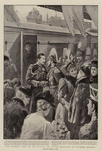 La visite du Kaiser à la Reine, la réception royale à la gare de Windsor - Sydney Prior Hall