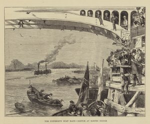 La course de bateaux universitaire, croquis au pont de Barnes - Sydney Prior Hall