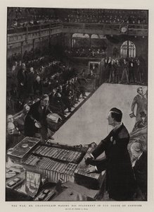 La Guerre, M. Chamberlain faisant sa Déclaration à la Chambre des Communes
