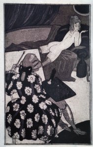 Érotisme : Giacomo Casanova (1725-1798) représentant sa maîtresse allongée nue sur un canapé - Sylvain Sauvage