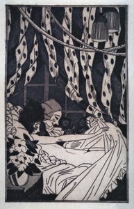 Érotisme : Giacomo Casanova (1725-1798) soulève les draps pour contempler sa maîtresse nue, début XXe siècle (gravure) - Sylvain Sauvage