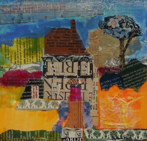 Maison de vacances 2013, collage acrylique sur papier - Sylvia Paul
