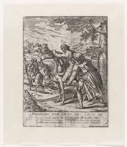 Le bon Samaritain aidant l