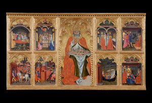 San Gimignano en Trône avec Huit Histoires de sa Vie - Taddeo di Bartolo