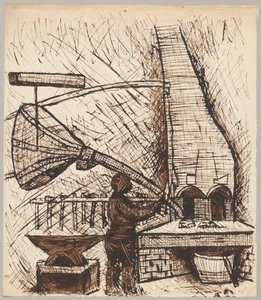 Forgeron près du four - Tadeusz Makowski