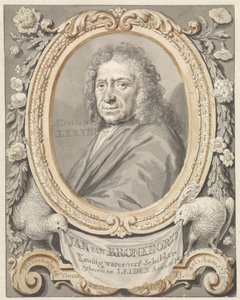 Portrait de Johannes (Jan) van Bronkhorst dans un cadre avec des fleurs et deux oiseaux - Tako Hajo Jelgersma