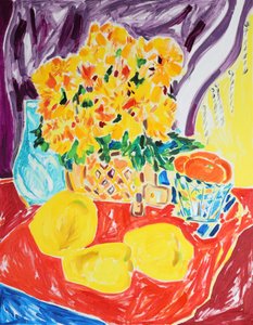 Fleurs aux couleurs vives et citrons - Tamara Jare