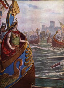 Antiquité, guerre civile romaine : La reine égyptienne Cléopâtre VII Théa Philopator à la bataille d
