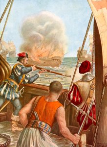 Navire arabe incendié par la flotte portugaise