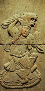 Stèle représentant un musicien (terre cuite) - Tang Dynasty Chinese School