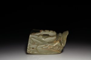La tête de dragon en jade Junkunc - Tang Dynasty Chinese School