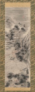 Orage sur un village fluvial - Tanomura Chikuden
