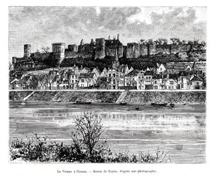 Chinon et la rivière Vienne, France, 19e siècle - Taylor