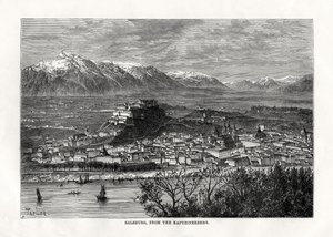Salzbourg, depuis le Kapuzinerberg, Autriche, 19e siècle