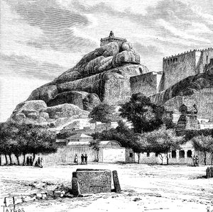 Le temple du fort de la roche de Tiruchirapalli, Inde, 1895