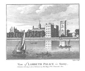 Vue du palais de Lambeth dans le Surrey, fin du 18ème siècle