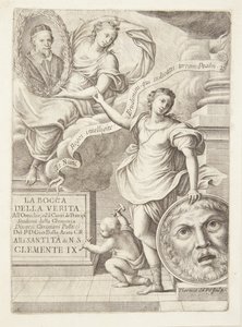 La Bocca della Verita. Vignette de titre avec portrait du pape Clément IX - Teresa del Pò