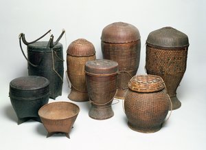 Paniers Karen, nord de la Thaïlande (osier)