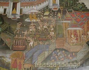 Détail de la ville de Phitsanulok, Wat Bowonniwet Vihara, Bangkok - Thai School