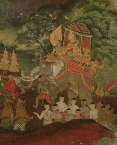 Roi Sanjaya sur un éléphant, Wat Suwannaram, Dhonburi, 1831
