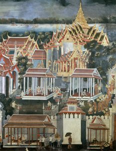 Offrandes faites aux moines dans le Temple du Bouddha d
