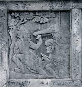 Un des reliefs de la série représentant le Ramakien (Ramayana)
