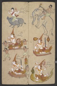 Animaux du Zodiaque, de Phrommachat (parchemin) - Thai School