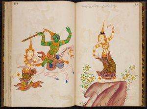 Scène de la version thaïlandaise du Vidhura-pandita Jataka - Thai School