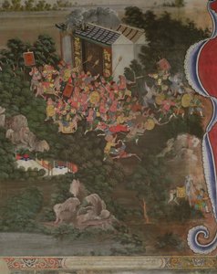 Scène avec influence chinoise, Sala Geng, Wat Bowonniwet Vihara, Bangkok - Thai School