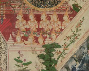Êtres surnaturels en adoration, Wat Suwannaram, Thonburi, 1831 - Thai School