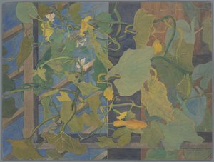 Serre avec des courges décoratives