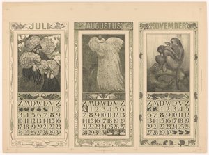 Calendriers pour juillet, août et novembre 1910