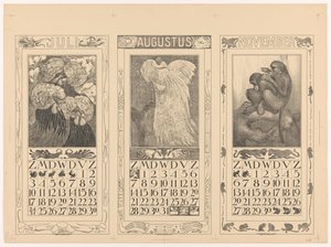 Calendriers pour juillet, août et novembre 1910
