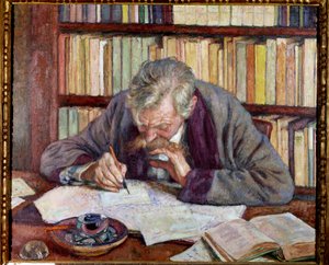 Portrait du poète belge Émile Verhaeren à son bureau - Théo van Rysselberghe