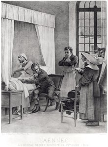 René Théophile Hyacinthe Laennec écoutant la poitrine d