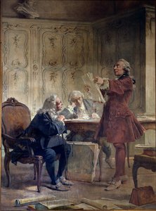 Le naturaliste et intendant du Jardin du roi Georges-Louis Leclerc, comte de Buffon, lit les premières feuilles de son traité d