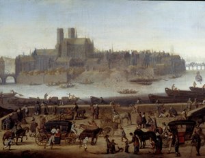 Le quai et le pont de la Tournelle à Paris (détail)