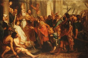 Saint Ambroise, évêque de Milan, refusant l