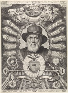 Portrait de Dirck Volckertsz. Coornhert dans un cadre allégorique - Theodor Matham