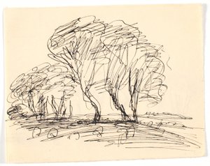 Esquisse de paysage avec de grands arbres - Theodor Philipsen