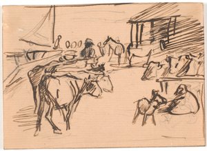 Embarquement de bétail depuis le port de Kastrup - Theodor Philipsen