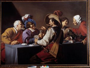 Les joueurs de cartes, le brelan - Theodor Rombouts