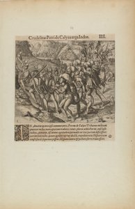 Crudelitas Petride Calyce Erga Indos. III. (extrait du livre Americae, quatrième partie) - Theodor de Bry