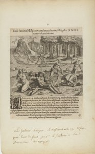 Indisaeuitiae Hispanorum Impatientes Sibi Psis/Manus Violentas Inserunt. XXIII. (extrait du livre Americae, quatrième partie) - Theodor de Bry
